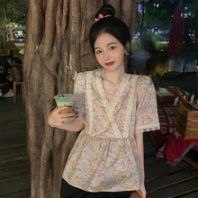 Load image into Gallery viewer, 2021 summer new French lace cardigan retro design sense niche trend fashion temperament blouse women