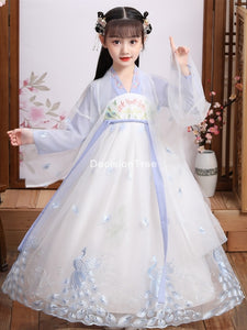 2021 traditional girl dress kid hanfu clothing cosplay party dresses dance children ancient chinese tang dynasty costumes dress