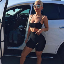 Load image into Gallery viewer, 2021 women&#39;s new sexy hollow out suspender high waist hot pants two piece suit