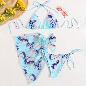2021Sexy Women Separate Swimsuit Strappy Bikini Sets Brazilian Thong Butterfly Summer Beachdress Bandage Swimwear 3 Piece Бикини