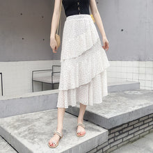 Load image into Gallery viewer, 2021Summer New Elastic High Waist Slim Simple Floral Chiffon Long Skirt Casual Women Irregular Fishtail Cake Skirt Free Shipping