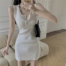 Load image into Gallery viewer, 2021new Hong Kong Style Design Sexy Hot Girl Wear Tight Body Hip Spaghetti Straps Knitted Vest Dress for Women Summer
