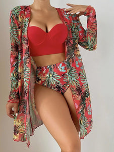 2022 3pack Underwire Bikini High Waist Swimwear Women Push Up Swimsuit Biquini Backless Bathing Suit Beach Wear Summer Female