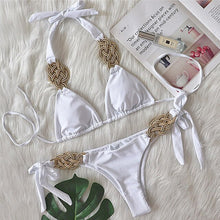 Load image into Gallery viewer, 2022 Brand New Women&#39;s Patchwork Knitted Swimwear Two Piece Brazilian Bikini Swimwear