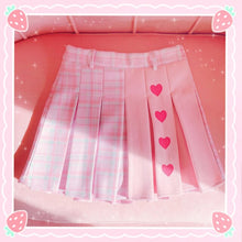Load image into Gallery viewer, 2022 Cosplay Plaid Mini Skirt Women Schoolgirl Lolita High Waist Heart Cute Pleated Short Skirts Pink Spring Kawaii Clothes