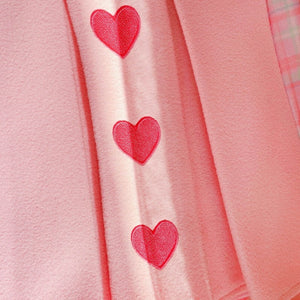 2022 Cosplay Plaid Mini Skirt Women Schoolgirl Lolita High Waist Heart Cute Pleated Short Skirts Pink Spring Kawaii Clothes