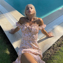 Load image into Gallery viewer, 2022 Fashion Flare Sleeve Sexy Cut Out Ruched Dress Outfits Women Party Club Summer Mesh Sheer Dresses Bodycon Clothes