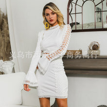 Load image into Gallery viewer, 2022 Fashion New Spring and Autumn Women&#39;s Skirt Two-piece Set White Lace Flared Sleeve Top and Short Skirt Suit Female Casual