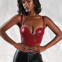 Load image into Gallery viewer, 2022 For Summer Chic Fashion Black PU Women&#39;s Clothing Halter Wrap Crop Top Rave Festival Sexy Backless Sleeveless Tops Club Bea