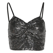 Load image into Gallery viewer, 2022 For Summer Chic Fashion Black Sequins Women&#39;s Clothing Halter Wrap Crop Top Rave Festival Sexy Backless Tops Club Beach