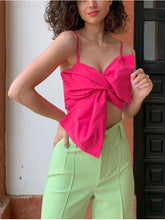 Load image into Gallery viewer, 2022 For Summer Chic Fashion Green Butterfly Tie Halter Wrap Crop Top Rave Festival Sexy Backless Sling Women&#39;s Tops Club Party