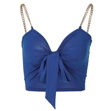 Load image into Gallery viewer, 2022 For Summer Chic Fashion Red Women&#39;s Clothing Halter Wrap Crop Top Rave Festival Sexy Backless Chain Tops Club Beach