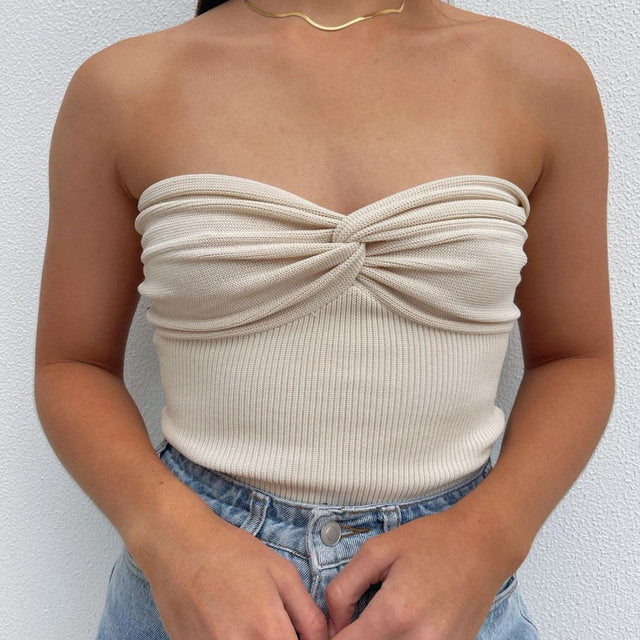 2022 For Summer Chic Tube Top  Fashion White Knitting Women's Clothing Wrap Crop Top Rave Festival Sexy Sleeveless Tops  Beach