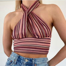 Load image into Gallery viewer, 2022 For Summer Sexy Backless Bottoming Cross Halter Knit Corset Top Tank Tops Cropped Casual Party Women&#39;s Clothing Tshirt Tees