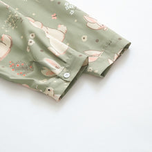 Load image into Gallery viewer, 2022 Girl Style Kawaii Rabbit Tops Women Single Breasted Sweet Vintage Green Blouses Japanese Loose Printed Cute Shirts Spring