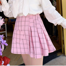 Load image into Gallery viewer, 2022 High Waist Retro Plaid Skirts Spring Women Schoolgirl Designed Sweet Pink Mini Skirt Kawaii Japan Style Pleated Short Jupe