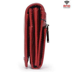 2022 Hot Sale Genuine Leather Women Wallet Long Multi-Card Holder Large Capacity RFID Wallet for Women Mobile Phone Purse