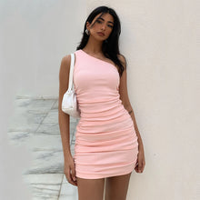 Load image into Gallery viewer, 2022 Isn Style Single Shoulder Pleated Thread Dress Spring And Summer New Women&#39;s Wear Europe And America