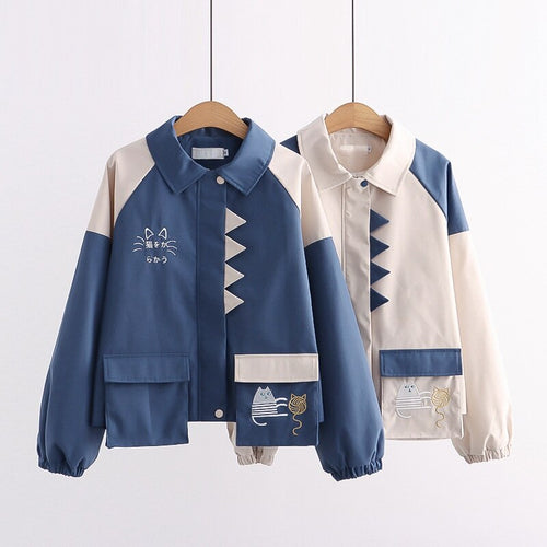 2022 Japanese Kawaii Clothing New All Match Zipper Coats Women Sweet Cartoon Cute Fall Jackets Age-reducing Outerwear Autumn