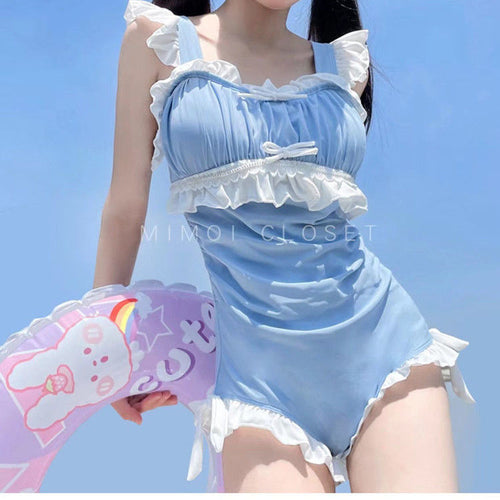 2022 Lolita Women One Piece Swimsuit cute Swimwear girl Backless  Monokini Bodysuit Bathing Suit Swimming Suit