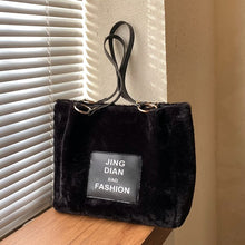 Load image into Gallery viewer, 2022 Luxury Letter Designer Women Faux Fur Plush Ladies Large Good Quality Shoulder Bags with Short Handle Bag Clutch Totes