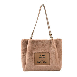 2022 Luxury Letter Designer Women Faux Fur Plush Ladies Large Good Quality Shoulder Bags with Short Handle Bag Clutch Totes