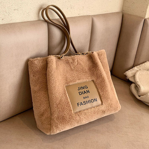 2022 Luxury Letter Designer Women Faux Fur Plush Ladies Large Good Quality Shoulder Bags with Short Handle Bag Clutch Totes