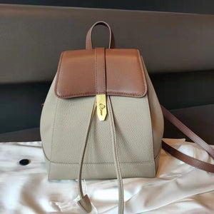 2022 New Color Matching Portable Shoulder Bag Soft Cowhide Backpack Casual Large-capacity First Layer Genuine Leather Backpack