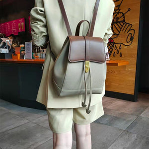 2022 New Color Matching Portable Shoulder Bag Soft Cowhide Backpack Casual Large-capacity First Layer Genuine Leather Backpack