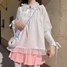 Load image into Gallery viewer, 2022 New Fresh Sweet Lolita Blouses Mori Girls Japanese Stand Collar Vintage Tops Long Sleeve Spring Bow Kawaii Shirts Women