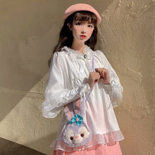 Load image into Gallery viewer, 2022 New Fresh Sweet Lolita Blouses Mori Girls Japanese Stand Collar Vintage Tops Long Sleeve Spring Bow Kawaii Shirts Women
