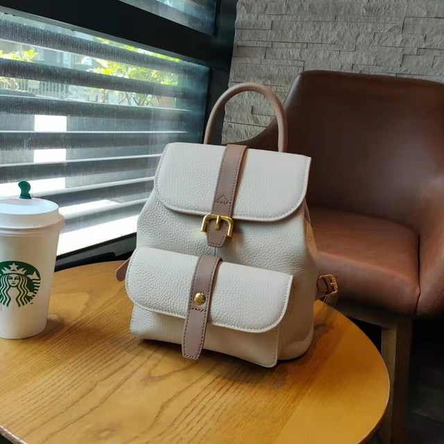 2022 New Natural Cowhide Large-capacity All-match Fashion Hand-held One-shoulder Women's Bag Genuine Leather Backpack