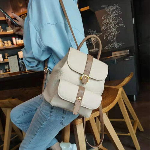 2022 New Natural Cowhide Large-capacity All-match Fashion Hand-held One-shoulder Women's Bag Genuine Leather Backpack
