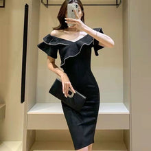 Load image into Gallery viewer, 2022 New Summer Ruffles Sexy Slim Elegant Dress Women Club Celebrity Evening Runway fashion MIDI Party Dress