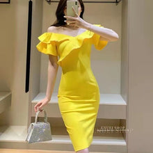 Load image into Gallery viewer, 2022 New Summer Ruffles Sexy Slim Elegant Dress Women Club Celebrity Evening Runway fashion MIDI Party Dress