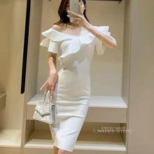 Load image into Gallery viewer, 2022 New Summer Ruffles Sexy Slim Elegant Dress Women Club Celebrity Evening Runway fashion MIDI Party Dress