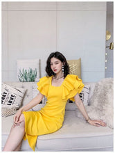 Load image into Gallery viewer, 2022 New Summer Ruffles Sexy Slim Elegant Dress Women Club Celebrity Evening Runway fashion MIDI Party Dress