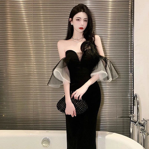 2022 New Summer Ruffles Sexy Slim Elegant Dress Women Club Celebrity Evening Runway fashion MIDI Party Dress
