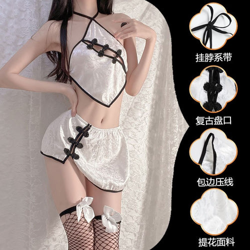 2022 New Uniform Temptation Underwear Sleepwear Dress Sexy Cosplay Anime Erotic Pajamas Retro Printed Cheongsam Suit For Women