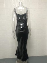 Load image into Gallery viewer, 2022 Sexy Spaghetti Strap Backless Summer Dress Women Satin Lace Up Trumpet Long Dress Elegant  Party Dresses