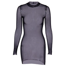 Load image into Gallery viewer, 2022 Sexy Women Dress Mesh See-through Long Sleeves Dress Slim Tight Backless Dress Party Clubwear Female Mini Dresses Black