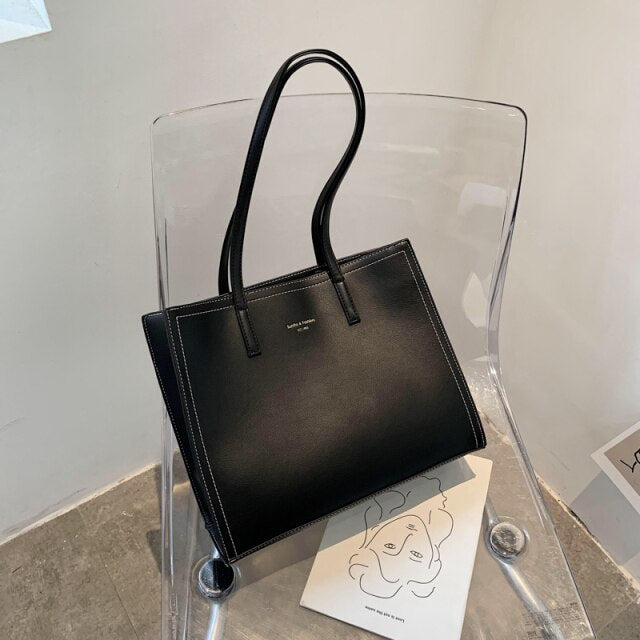 2022 Solid Color Shoulder Bag Women Hand Bag Ladies PU Leather Women's Office Big Tote Lady High Capacity Handbags Purses