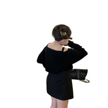Load image into Gallery viewer, 2022 Spring And Autumn New Cut-Out Neck Open-Shoulder V-Neck Long-Sleeve Knitwear City Casual Women&#39;s Bottom Sweater
