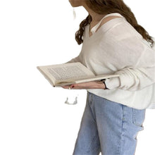 Load image into Gallery viewer, 2022 Spring And Autumn New Cut-Out Neck Open-Shoulder V-Neck Long-Sleeve Knitwear City Casual Women&#39;s Bottom Sweater