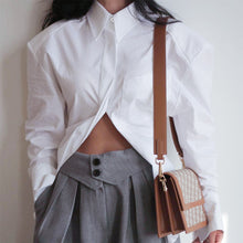 Load image into Gallery viewer, 2022 Spring Fall Fashion Backless White Shirt Point Collar Shirt Long Sleeve Button Cardigan Casual Women‘s Clothes Work Streetw