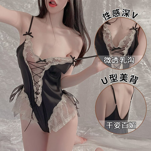 2022 Spring Sexy Strappy Exotic Dress Nightdress Kawaii Lace Babydoll Temptation Suspender Erotic Lingerie Bunny Cosplay Bustier