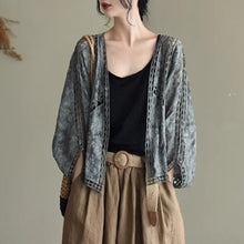 Load image into Gallery viewer, 2022 Spring Summer New Retro Cotton Cardigan Hollow Out Clean White Air-Conditioning Shirt Fashion cloak Women&#39;S Short Coat Thin