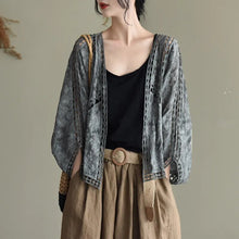 Load image into Gallery viewer, 2022 Spring Summer New Retro Cotton Cardigan Hollow Out Clean White Air-Conditioning Shirt Fashion cloak Women&#39;S Short Coat Thin