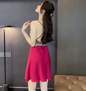 2022 Spring Summer Silk Satin Sexy Lace Lingerie Nightgowns Robes Sets For Women Bathrobe Sleepwear Suit Nightdress Night Dress