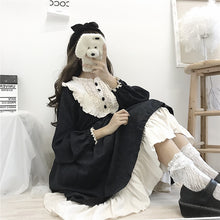 Load image into Gallery viewer, 2022 Spring Women Sweet Lolita Dresses Japan Style Kawaii Dress Spliced Stand-up Collar Long Sleeve Fungus Robe Vestidos